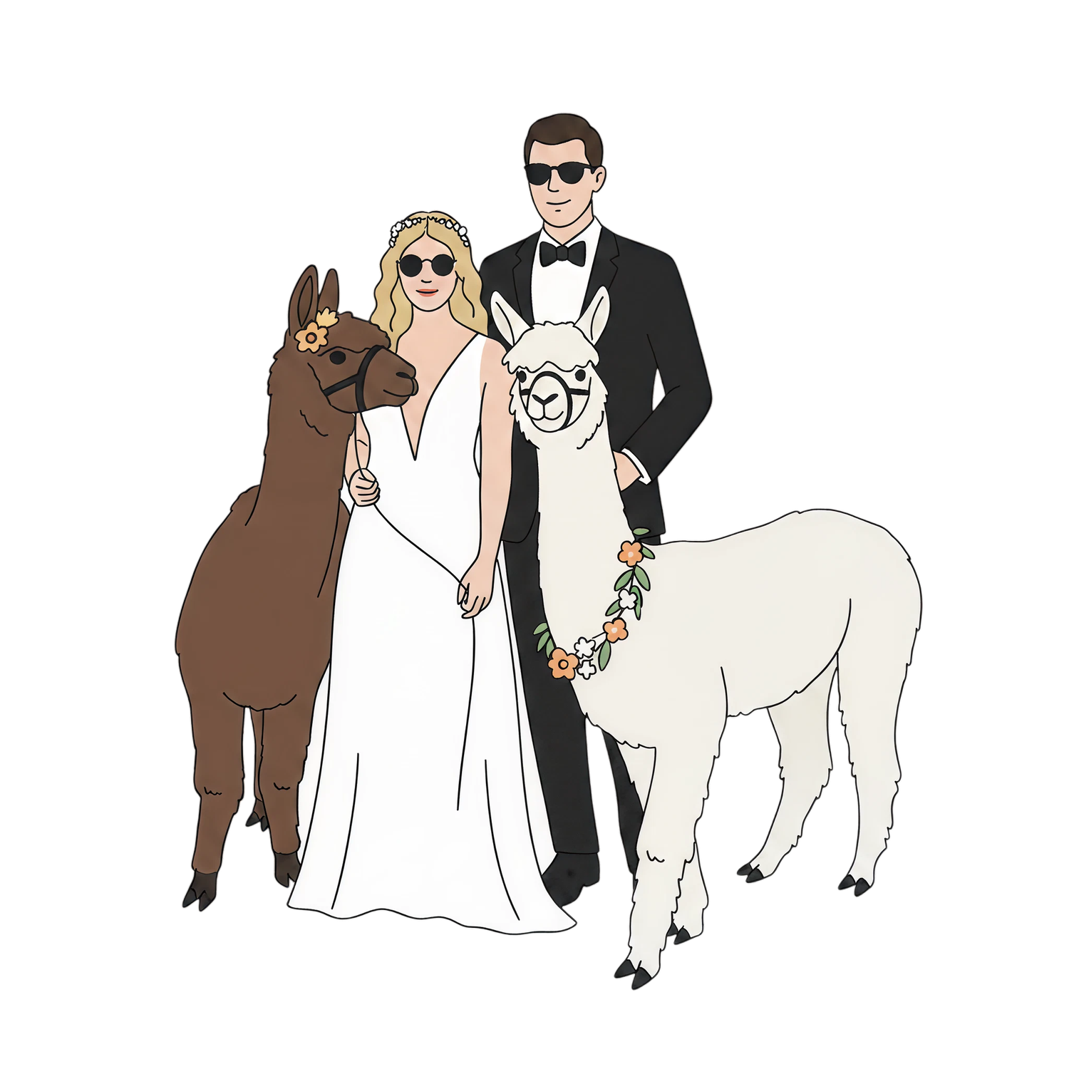 Rebecca and Sam with two alpacas